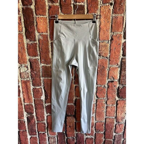 Girlfriend Collective Womens Light Blue Cropped Leggings w/ Pockets Size Small - Picture 1 of 3